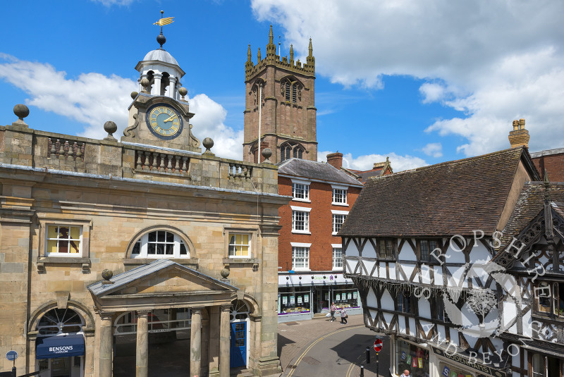 The Buttercross Museum and St Laurence's Church, Ludlow, Shropshire.