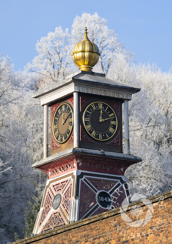 The clock tower on the Coalbrookdale Museum of Iron, Shropshire.