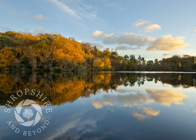 Autumn sunrise at Blake Mere, near Ellesmere, Shropshire.