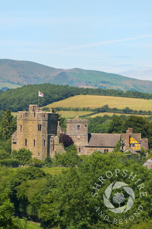 Stokesay Castle and the church of St John the Baptist, near Craven Arms, Shropshire.