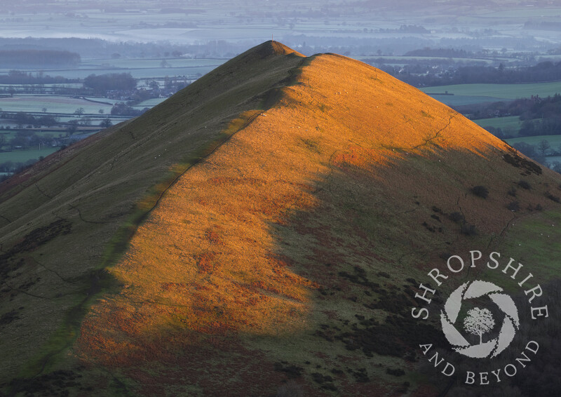 The summit of the Lawley at sunrise, near Church Stretton, Shropshire.