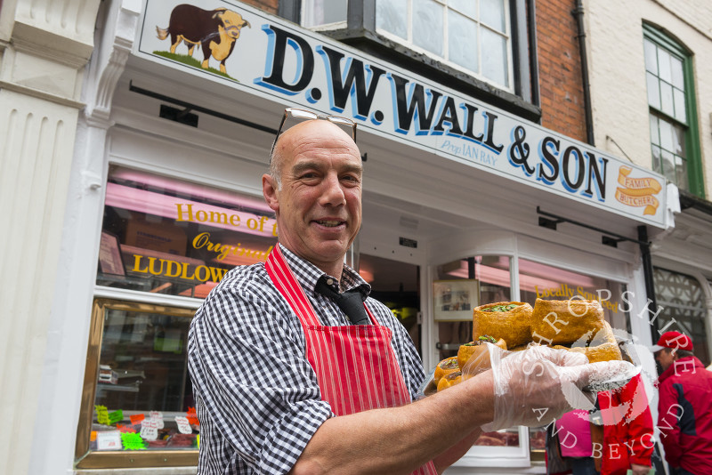 Ian Ray of Wall & Son with his pies, part of the pie trail at Ludlow Spring Festival