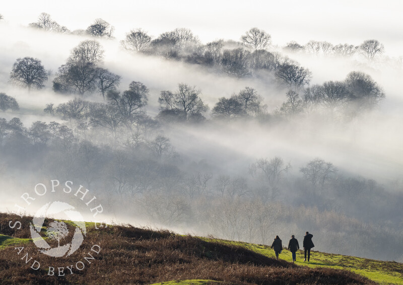 Walkers on Clee Liberty Common, Brown Clee, Shropshire.