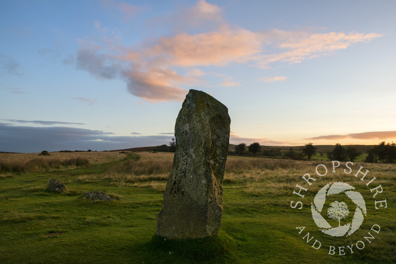 Sunrise at Mitchell's Fold stone circle, near Priest Weston, Shropshire.