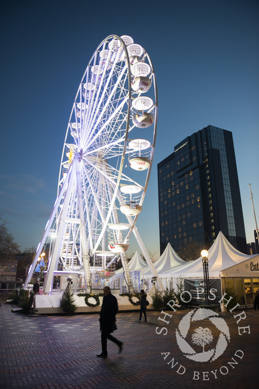 The Big Wheel in Centenary Square during the Frankfurt Christmas Market, Birmingham, West Midlands,  England.
