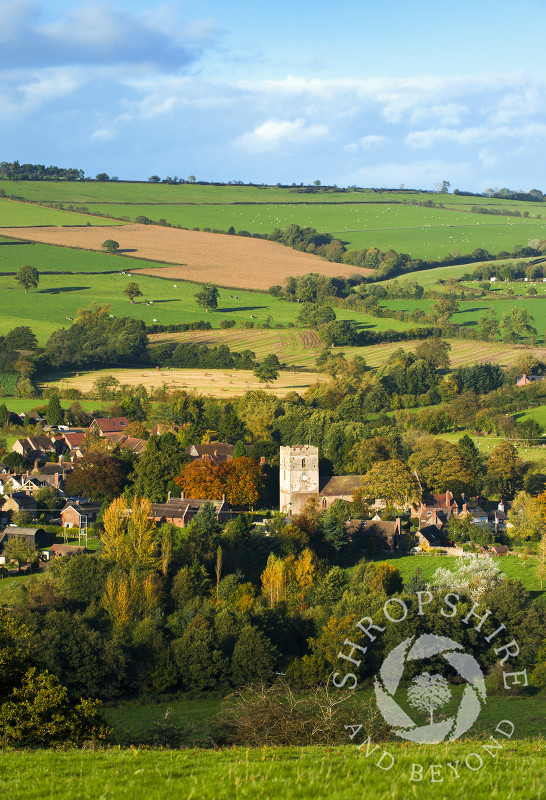 An autumn view of Cardington, near Church Stretton, Shropshire, England.