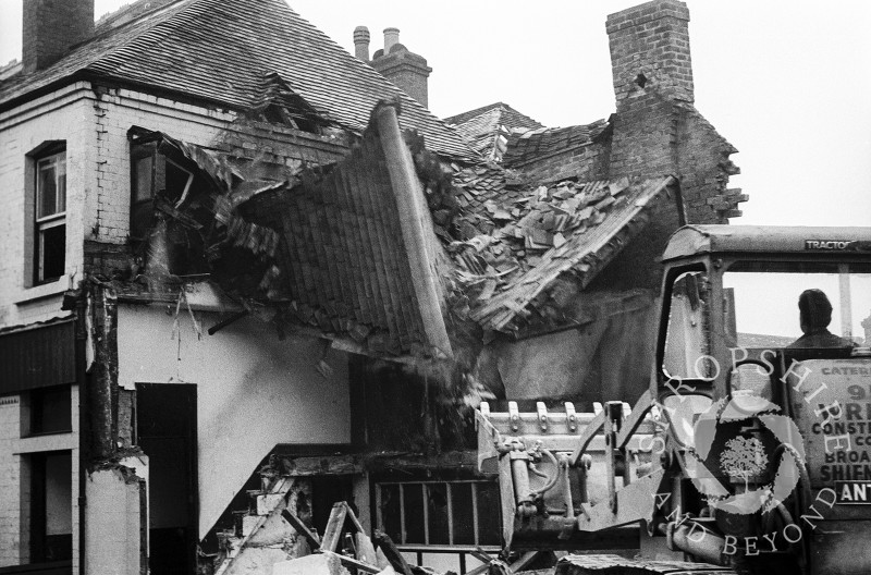 Buildings being demolished in Bradford Street, Shifnal, Shropshire, in 1966.