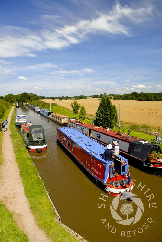 Canal boats on the Shropshire Union Canal at Norbury Junction, Staffordshire, England.