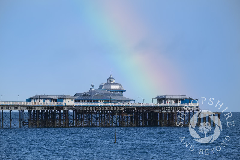 A rainbow over the pier at Llandudno, Conwy, Wales.