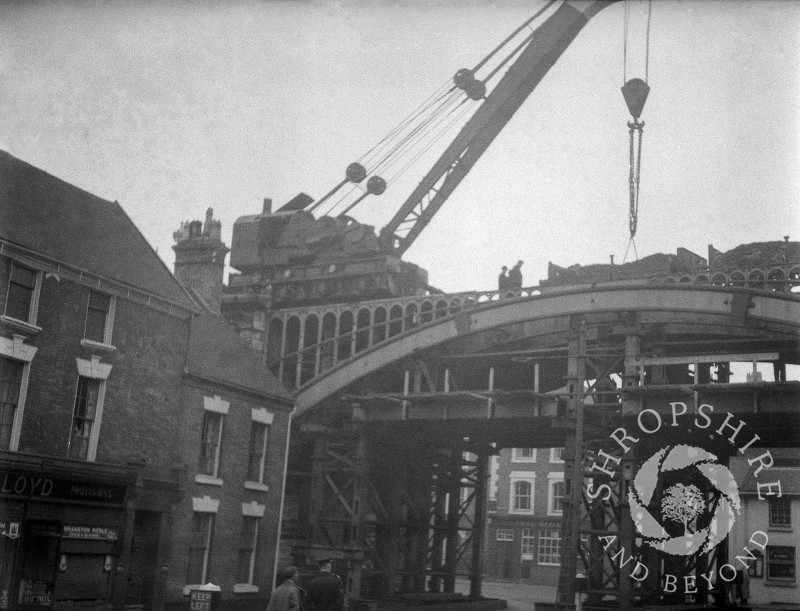 The old railway bridge being dismantled, Shifnal, Shropshire, 1953.