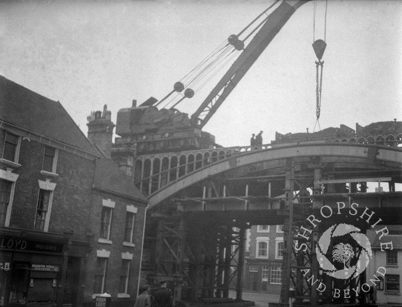 The old railway bridge being dismantled, Shifnal, Shropshire, 1953.