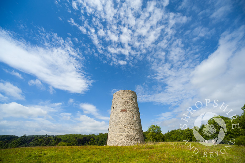 Ruined windmill at Much Wenlock, Shropshire, England.