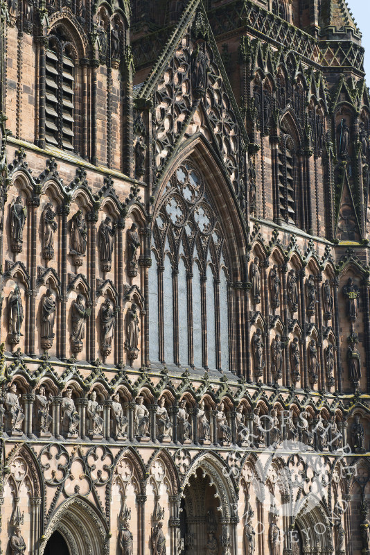 The ornate West Front of Lichfield Cathedral, Lichfield, Staffordshire, England.