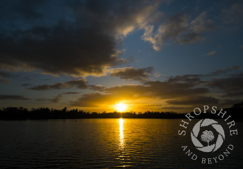 Sunrise on the Mere at Ellesmere, Shropshire.