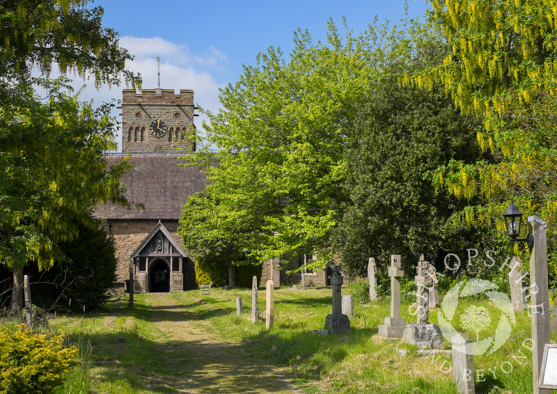 Path leading to St Cuthbert's Church in Clungunford, near Craven Arms, Shropshire.