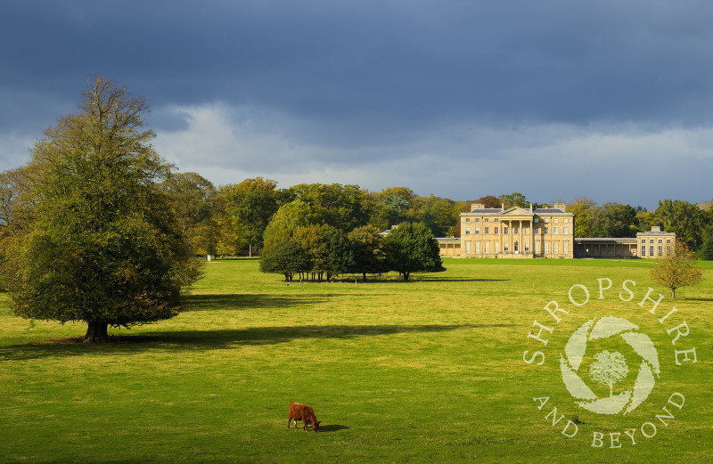 Autumn rain clouds over Attingham Park near Shrewsbury, Shropshire.