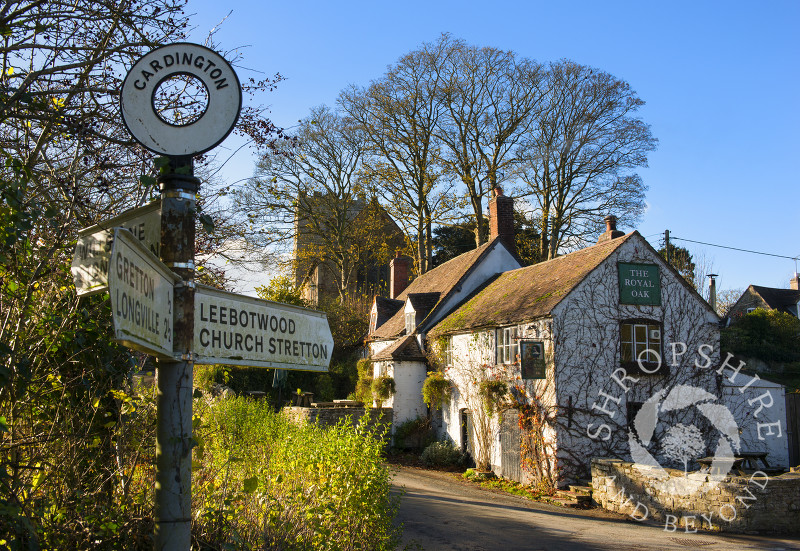 The Royal Oak pub at Cardington, Shropshire, England.