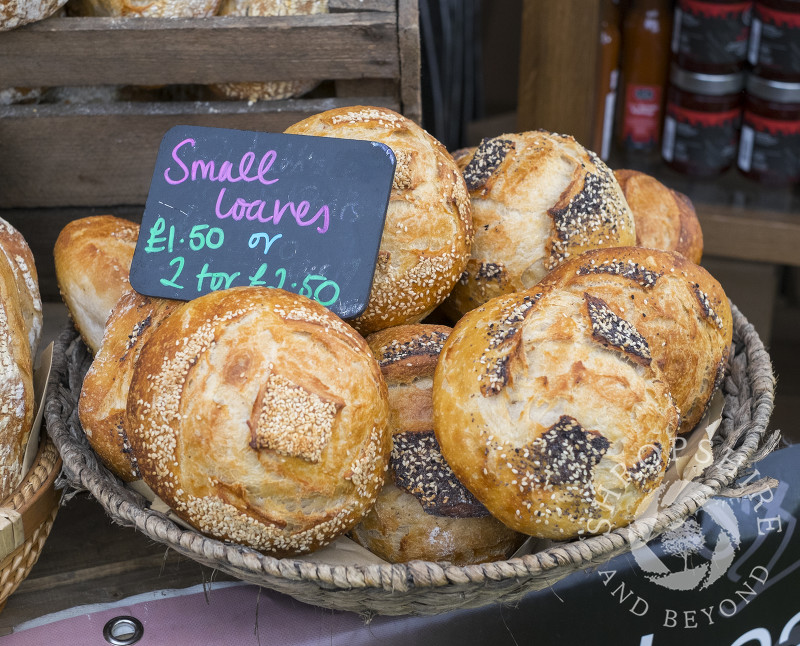 Speciality bread on sale at Ludlow Food Festival, Shropshire.