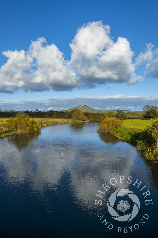 The Wrekin and River Severn seen from Cressage, near Shrewsbury, Shropshire.