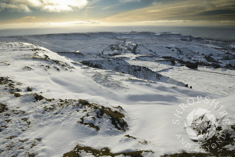 Winter snow on Titterstone Clee Hill, Shropshire, England.