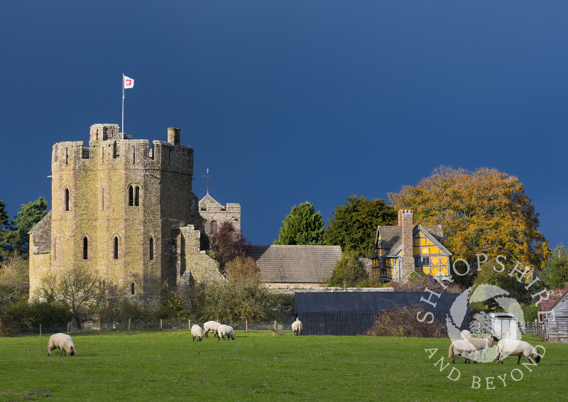 Stormy sky over Stokesay Castle, near Craven Arms, Shropshire.