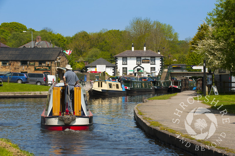 Narrowboats at Trevor Basin, Pontcysyllte Aqueduct, Wales.