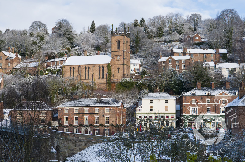 Ironbridge under a blanket of snow, Shropshire, England.