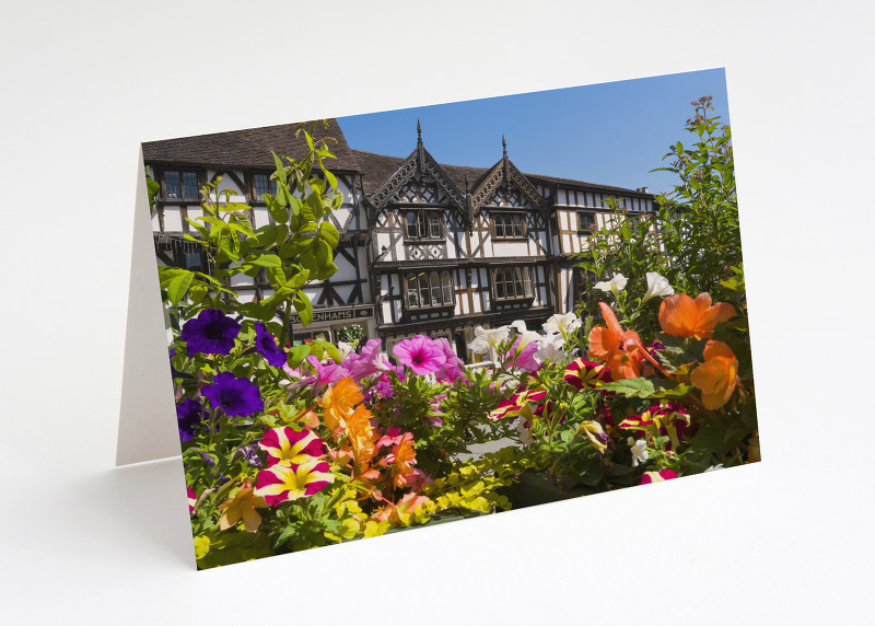 Summer flowers in Broad Street, Ludlow, Shropshire.