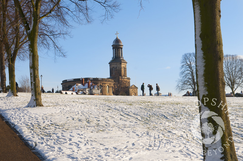 The Quarry and St Chad's Church in winter, Shrewsbury, Shropshire, England.
