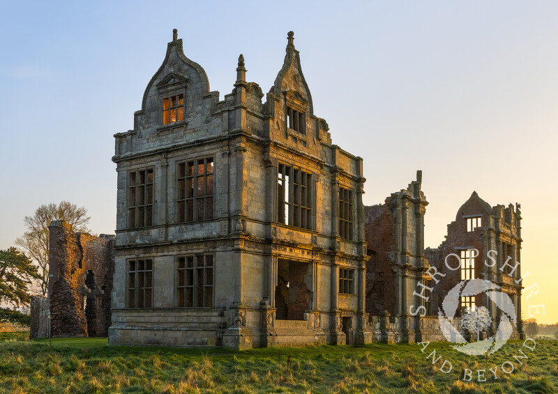 Moreton Corbet Castle at sunrise, near Shrewsbury, Shropshire.