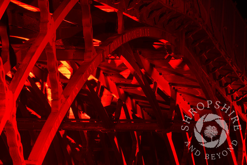 A view of the cast iron structure of the Iron Bridge at Ironbridge, Shropshire.