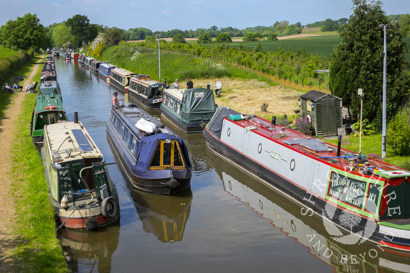 Boats on the Shropshire Union Canal at Norbury Junction, Staffordshire.