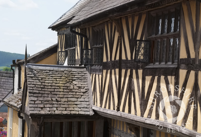 The half-timbered Porch House in High Street, Bishop's Castle, Shropshire, England.