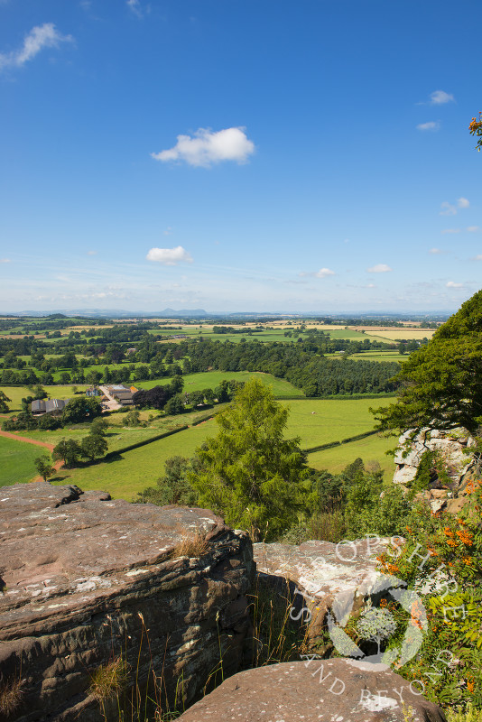 Looking out over the north Shropshire countryside from Grinshill Hill, Shropshire, England.