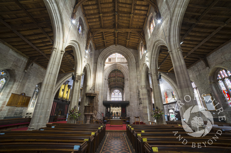 The interior of St Laurence's Church in Ludlow, Shropshire.