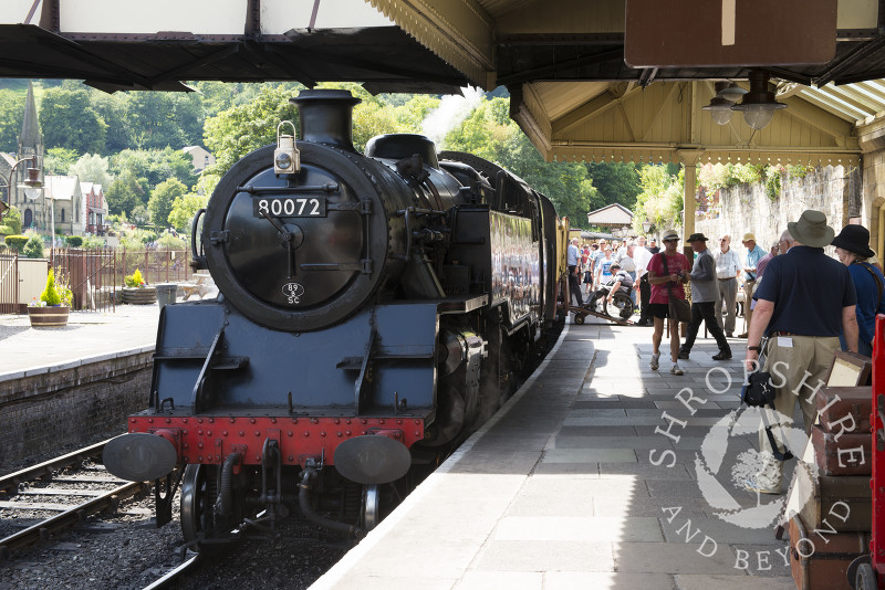 BR Standard Class 4 Tank at Llangollen Railway Station, Dengishshire, Wales.