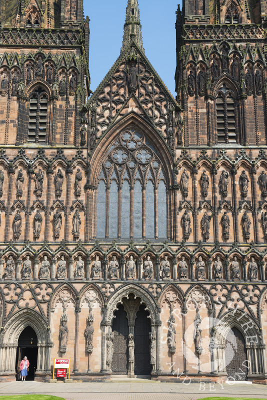 The ornate West Front of Lichfield Cathedral, Lichfield, Staffordshire, England.