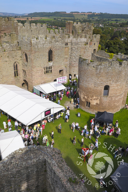 A view of Ludlow Food Festival in the grounds of Ludlow Castle, Shropshire, England.