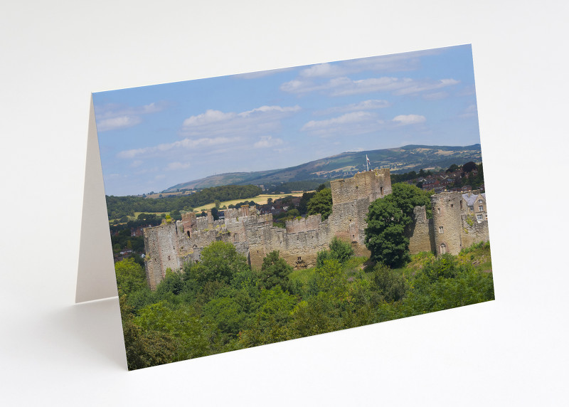 Ludlow Castle and Brown Clee seen from Whitcliffe Common, Shropshire.