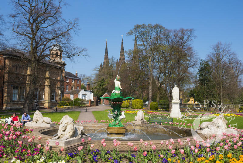 Springtime in Beacon Park, Lichfield, Staffordshire, England.