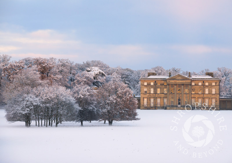 Winter sunrise at Attingham Park, near Shrewsbury, Shropshire.