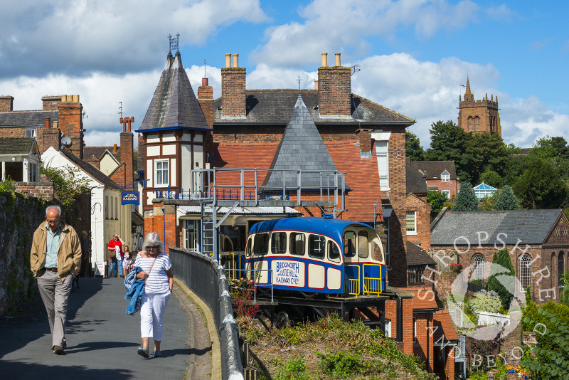 Cliff Railway and Castle Walk in High Town, Bridgnorth, Shropshire.