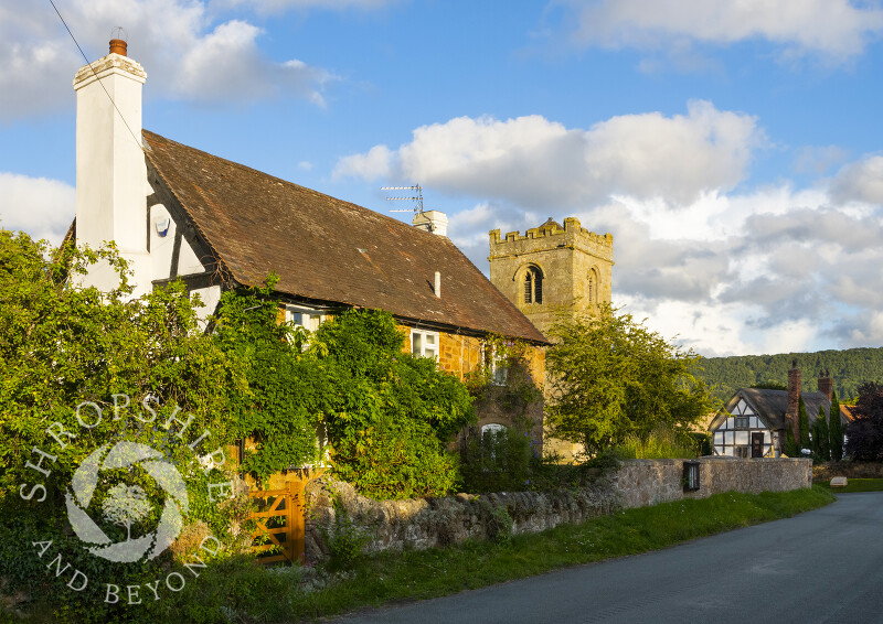 The village of Harley with St Mary's Church, near Wenlock Edge, Shropshire.