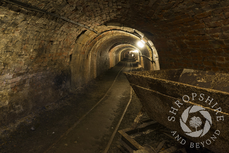 The entrance to the Tar Tunnel, one of the Ironbridge Gorge Museums, at Coalport, Shropshire.