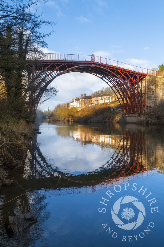 Winter sunlight on the Iron Bridge at Ironbridge, Shropshire.