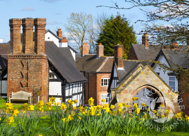 The village of Hodnet, seen from St Luke's churchyard, Shropshire.