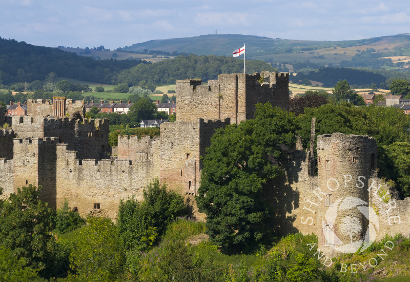 Ludlow Castle seen from Whitcliffe Common, Shropshire.