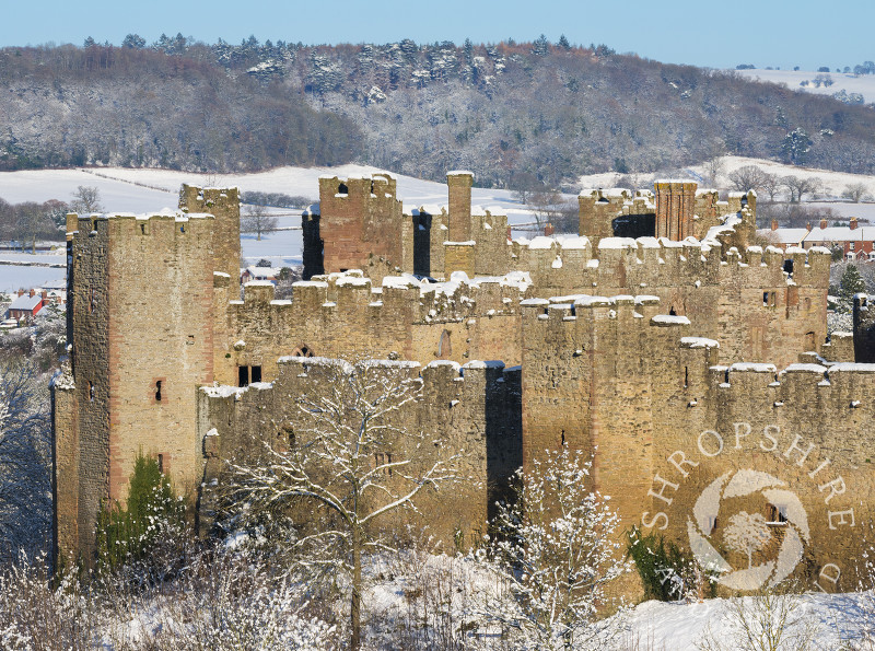 Winter at Ludlow Castle, Shropshire.