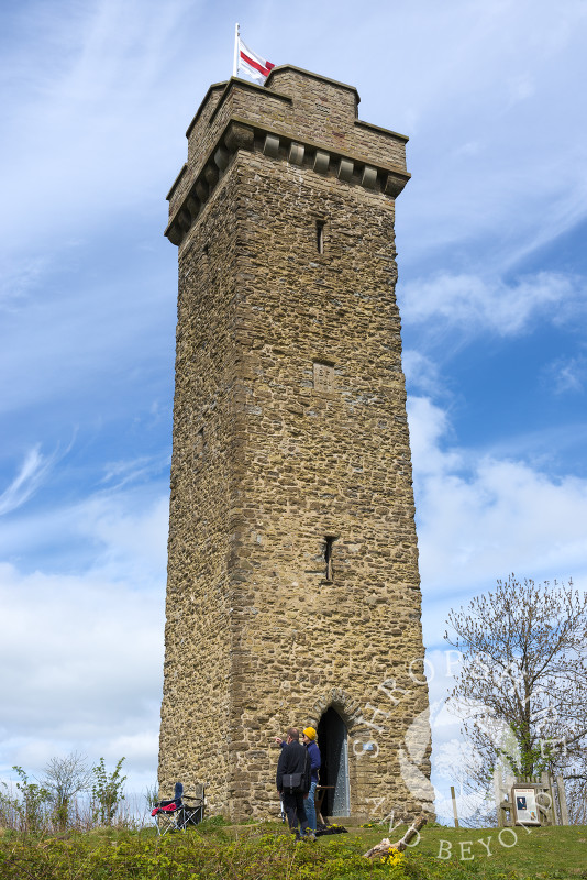 Visitors at Flounders' Folly on Callow Hill near Craven Arms, Shropshire, England.