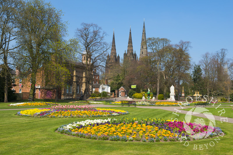 Springtime in Beacon Park, Lichfield, Staffordshire, England.